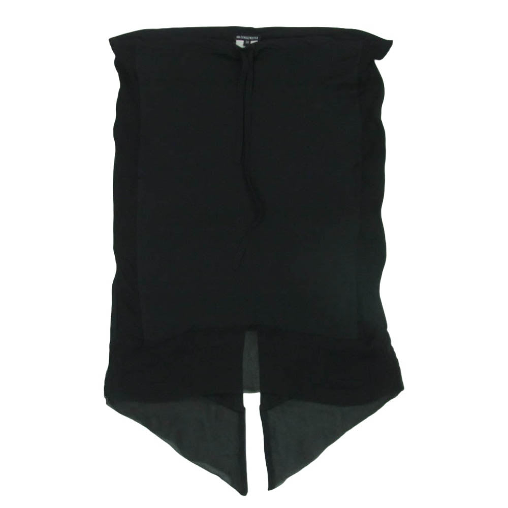 ANN DEMEULEMEESTER アンドゥムルメステール レーヨン フィッシュテールデザイン ドローコード オーバー スカート ブラック系 38【中古】