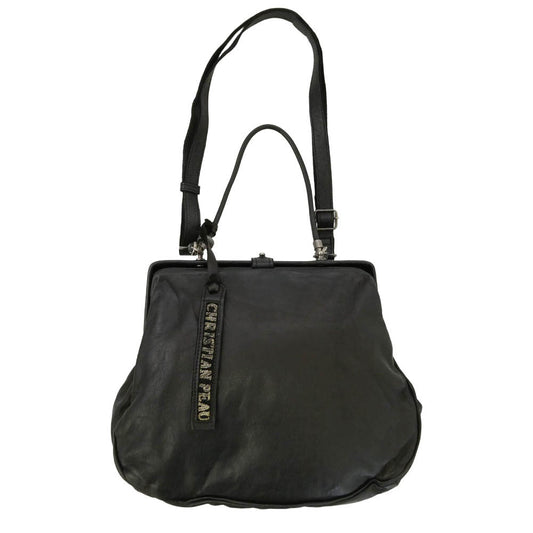 CHRISTIAN PEAU クリスチャンポー レザー 2wayがま口 ハンドバッグ ショルダーバッグ ブラック系 M【中古】