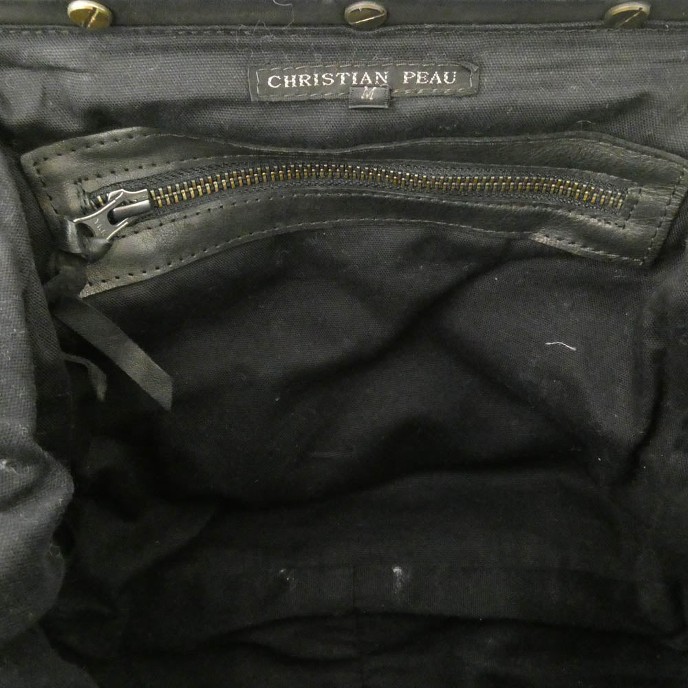 CHRISTIAN PEAU クリスチャンポー レザー 2wayがま口 ハンドバッグ ショルダーバッグ ブラック系 M【中古】
