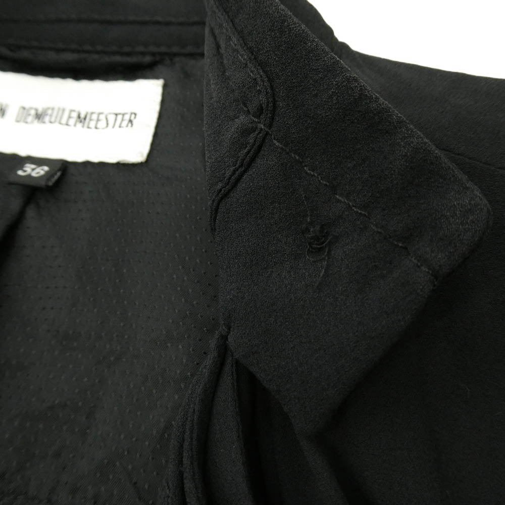 ANN DEMEULEMEESTER アンドゥムルメステール 352-38-60803 シルク100% パラシュートベルトデザイン ドレープ アシメトリーコート ジャケット ブラック系 36【中古】
