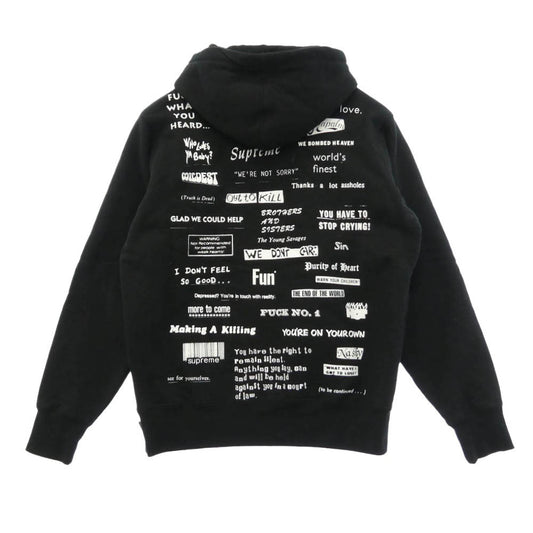 Supreme シュプリーム 19AW Stop Crying Hooded Sweatshirt ロゴ プリント バックプリント フーディー プルオーバー パーカー ブラック系 S【中古】