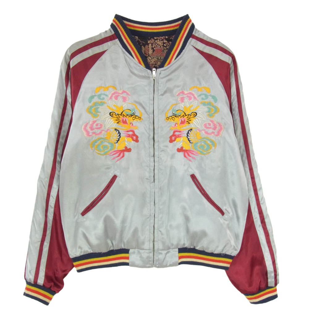 テーラー東洋 TT10150 龍 日本地図 japan map リバーシブル スカジャン ジャケット グレー系 M【中古】