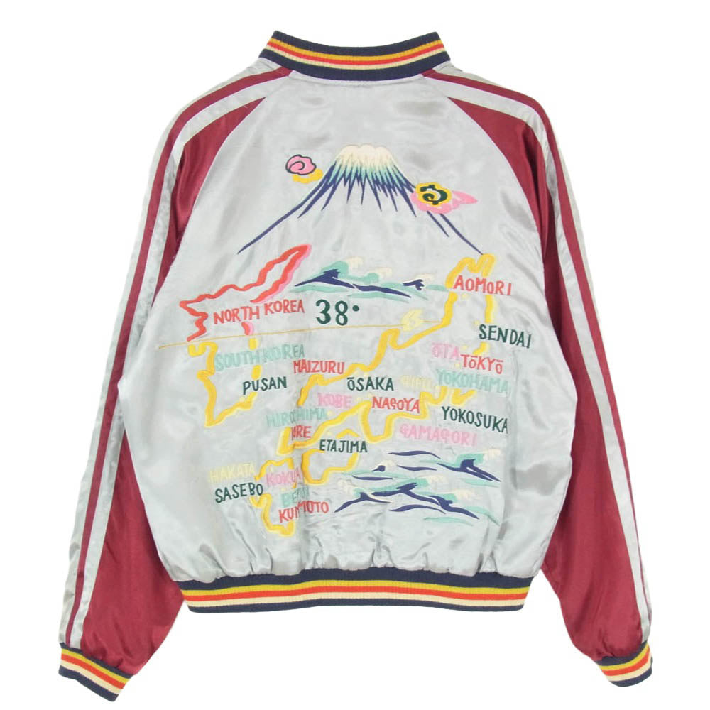 テーラー東洋 TT10150 龍 日本地図 japan map リバーシブル スカジャン ジャケット グレー系 M【中古】