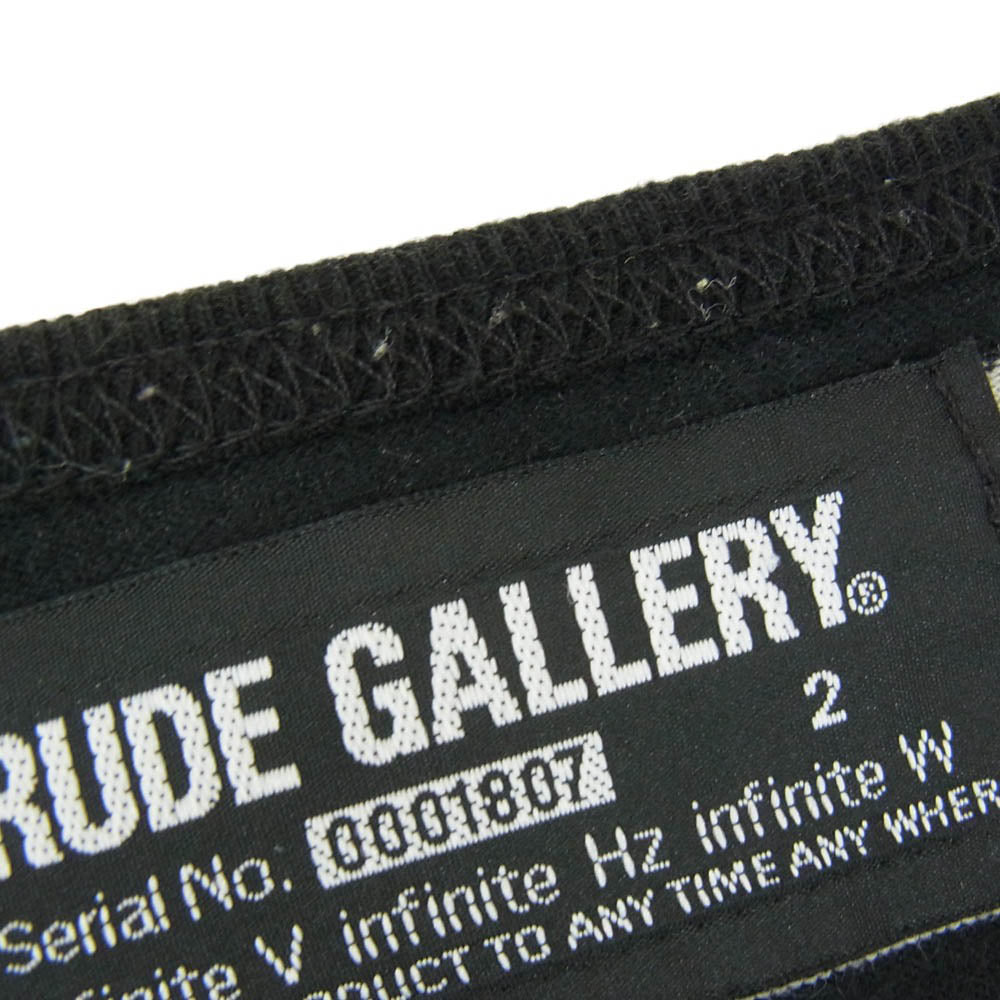 RUDE GALLERY ルードギャラリー ボーダー 長袖 ロングスリーブ kコットン Tシャツ カットソー ブラック系 2【中古】