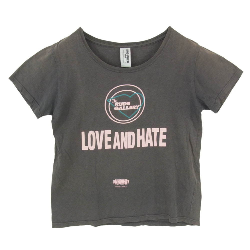 RUDE GALLERY ルードギャラリー ハートロゴ クルーネック 半袖 Tシャツ カットソー クルーネック グレー系 3【中古】