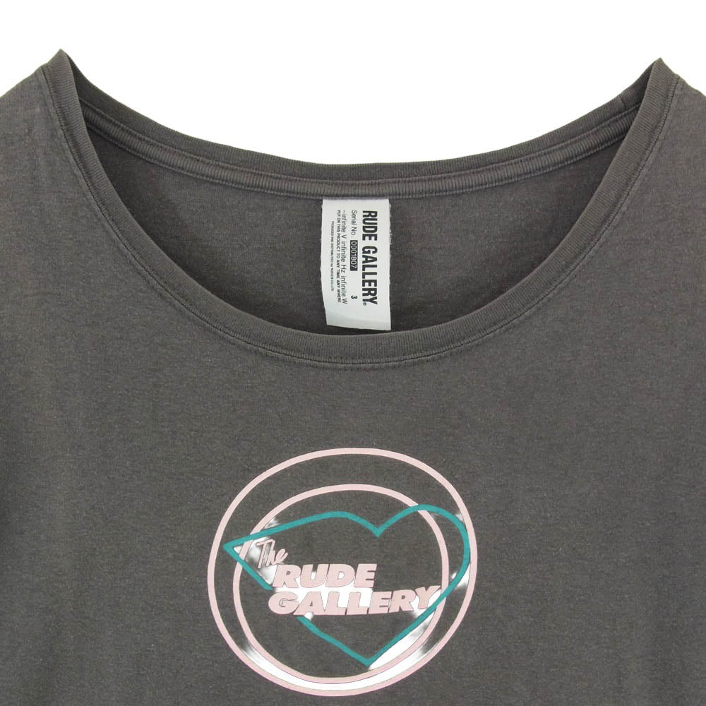 RUDE GALLERY ルードギャラリー ハートロゴ クルーネック 半袖 Tシャツ カットソー クルーネック グレー系 3【中古】