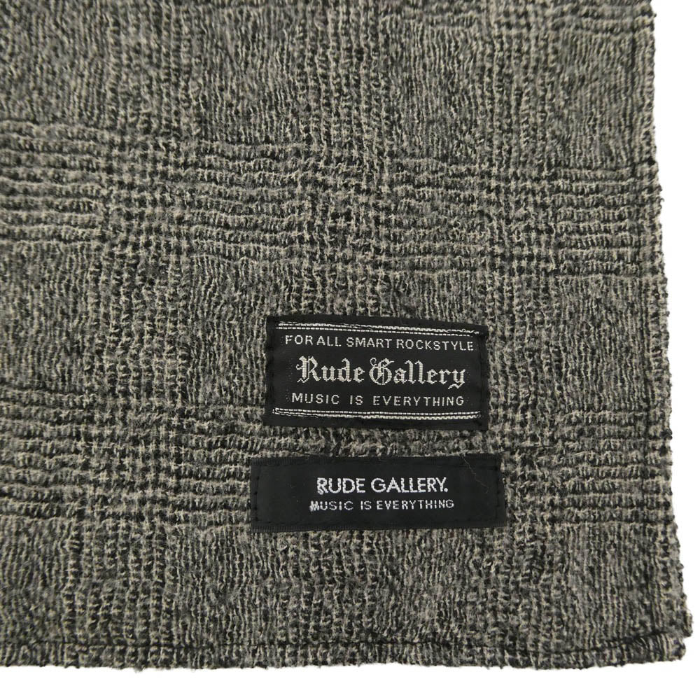 RUDE GALLERY ルードギャラリー 14AW ウール100％ チェック ストール マフラー グレー系【中古】