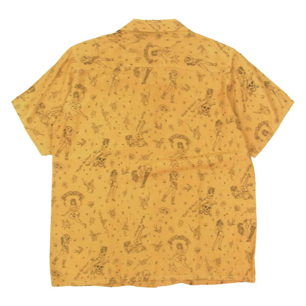 RUDE GALLERY BLACK REBEL ルードギャラリーブラックレーベル オープンカラー 半袖 シャツ ブラウン系 S【中古】
