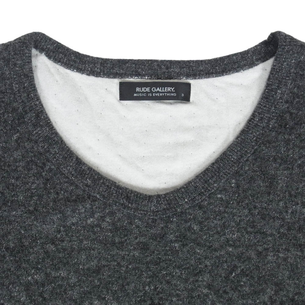 RUDE GALLERY ルードギャラリー 13AW Vネック コットンフリース スウェット トレーナー ダークグレー系 3【中古】