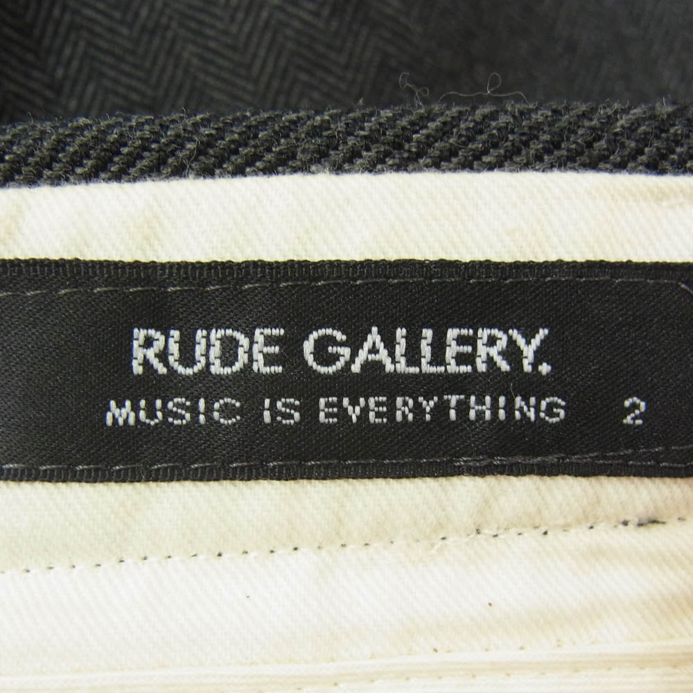RUDE GALLERY ルードギャラリー ヘリンボーン 裾ダブル スラックスパンツ トラウザーズ グレー系 2【中古】