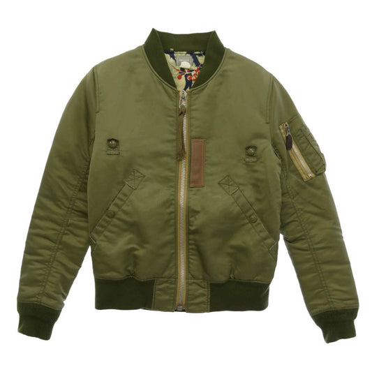 DELUXE デラックス D5195 裏地総柄 フライトジャケット ブルゾン カーキ系 S【中古】