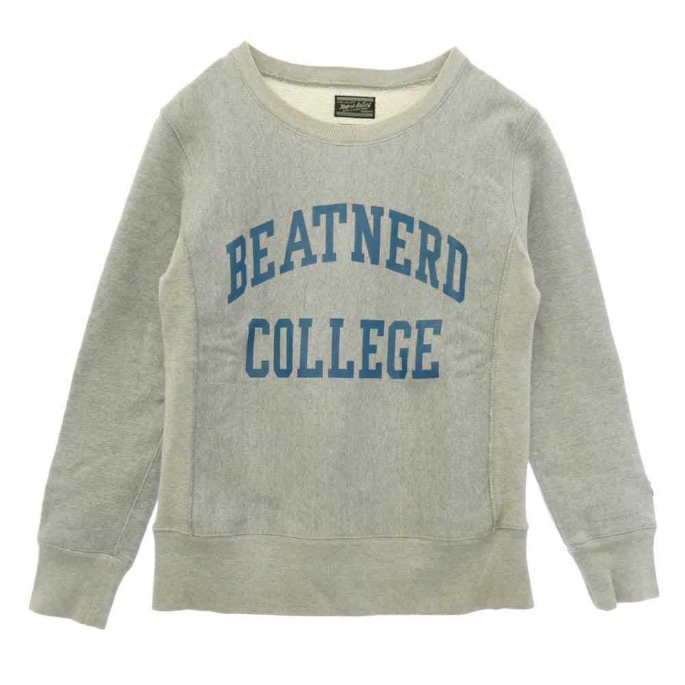 RUDE GALLERY ルードギャラリー 13AW BEATNERD COLLEGE カレッジロゴプリント クルーネック スウェット トレーナー グレー系 2【中古】