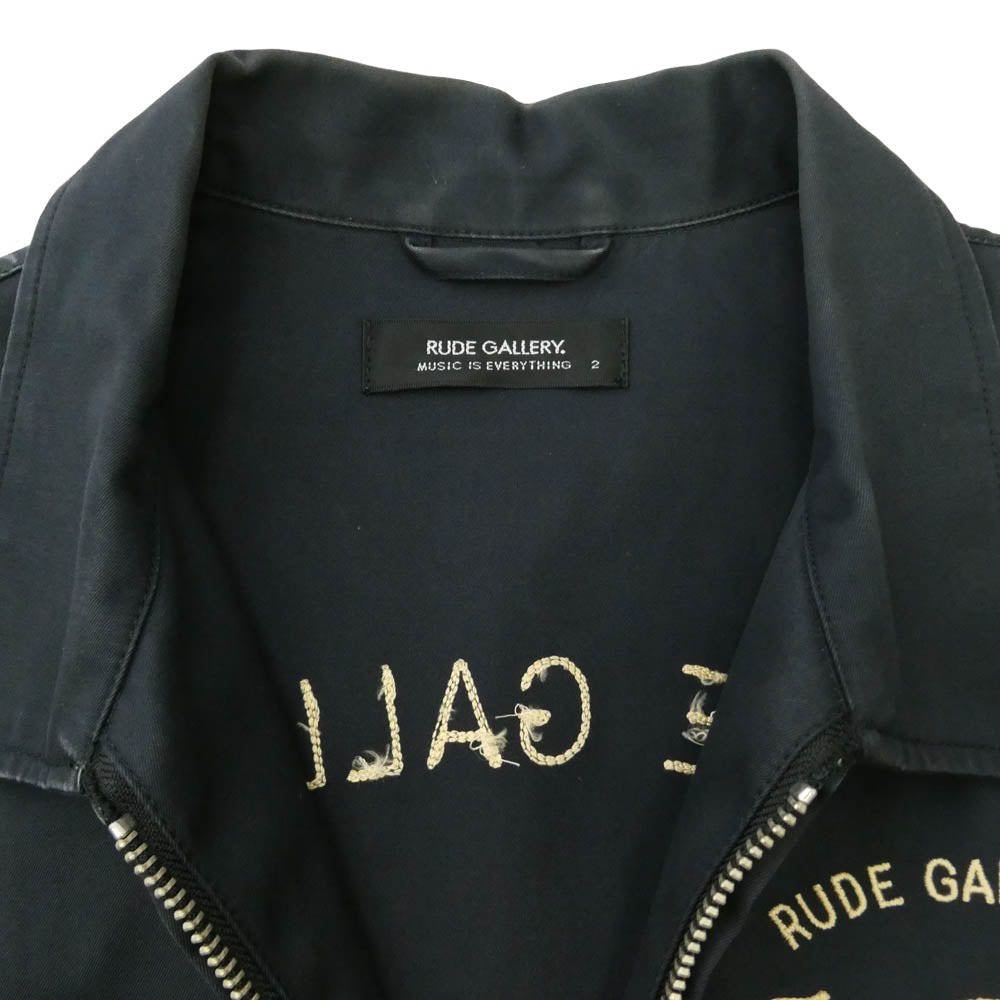 RUDE GALLERY ルードギャラリー THE ROCK ジップアップ ハリントン スウィングトップ ジャケット ブラック系 2【中古】