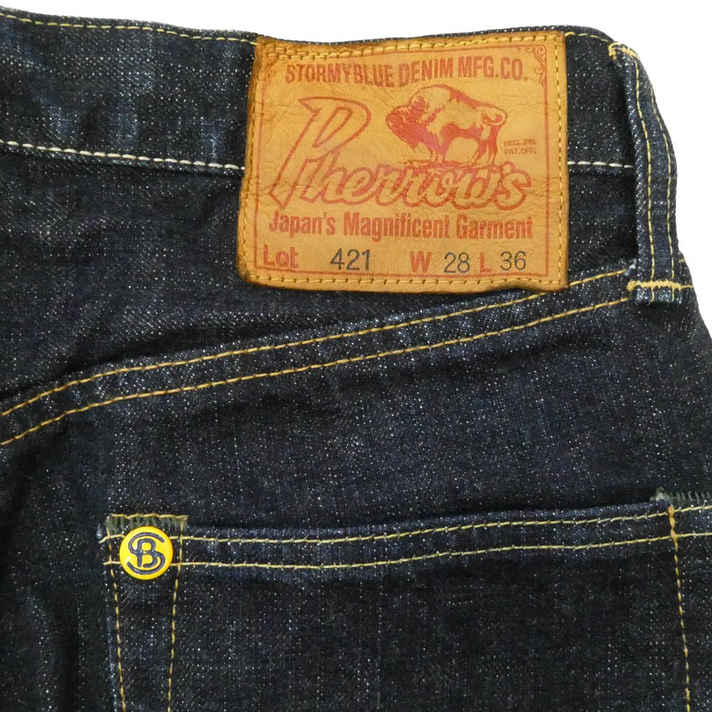 Pherrow's フェローズ lot 421 STORMYBLUE ストーミーブルー デニム パンツ インディゴブルー系 W28【中古】