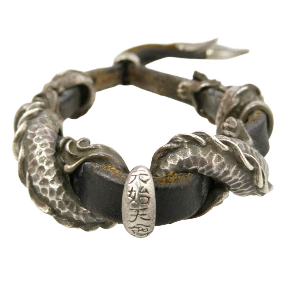 ブルブラッド BRACELET Tao Dragon-Script タオドラゴン ブレスレット シルバー925×レザー ブラック系 シルバー系【中古】