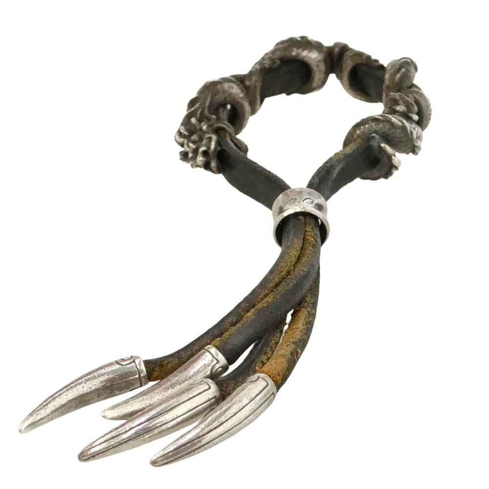 ブルブラッド BRACELET Tao Dragon-Script タオドラゴン ブレスレット シルバー925×レザー ブラック系 シルバー系【中古】