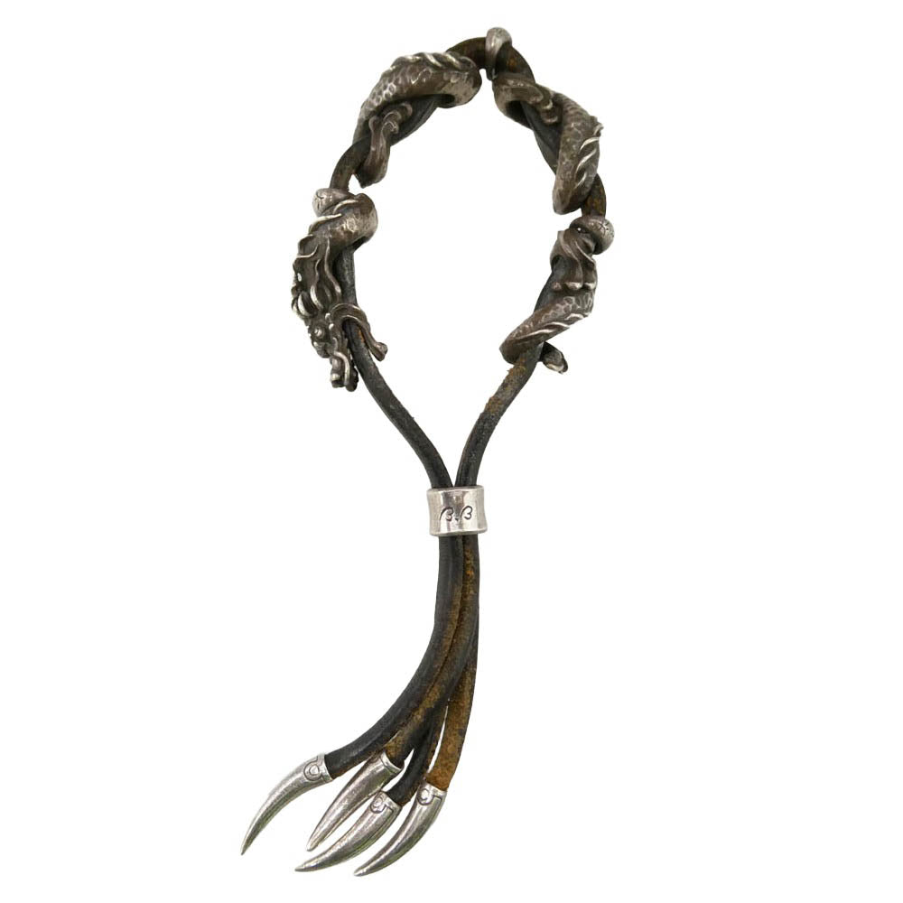 ブルブラッド BRACELET Tao Dragon-Script タオドラゴン ブレスレット シルバー925×レザー ブラック系 シルバー系【中古】