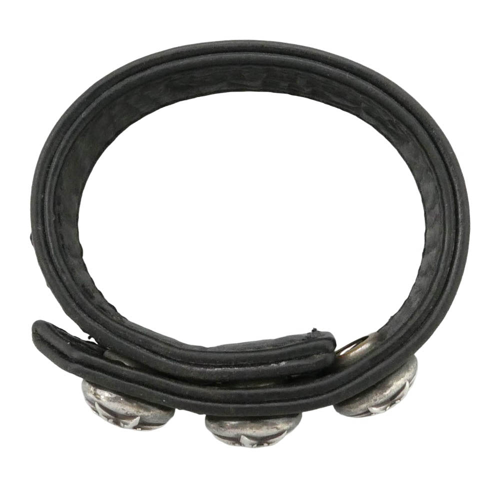 CHROME HEARTS クロムハーツ（原本無） 3BTN 2SNP STAR 3ボタン 2スナップ スター レザー ブレスレット ブラック系【中古】