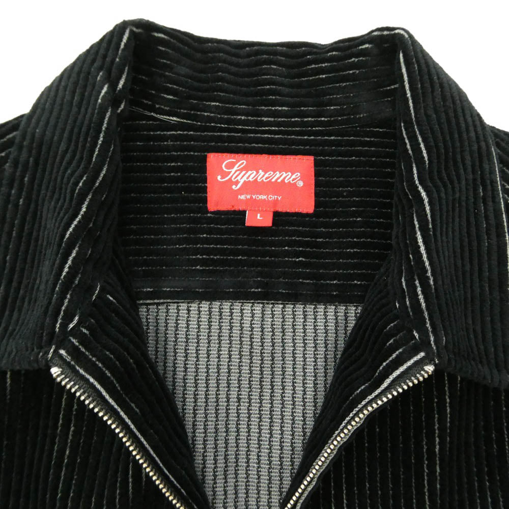 Supreme シュプリーム 23SS 2-Tone Corduroy Zip Up Shirt Black 2トーン コーデュロイ ジップアップ シャツ ブラック系 L【美品】【中古】