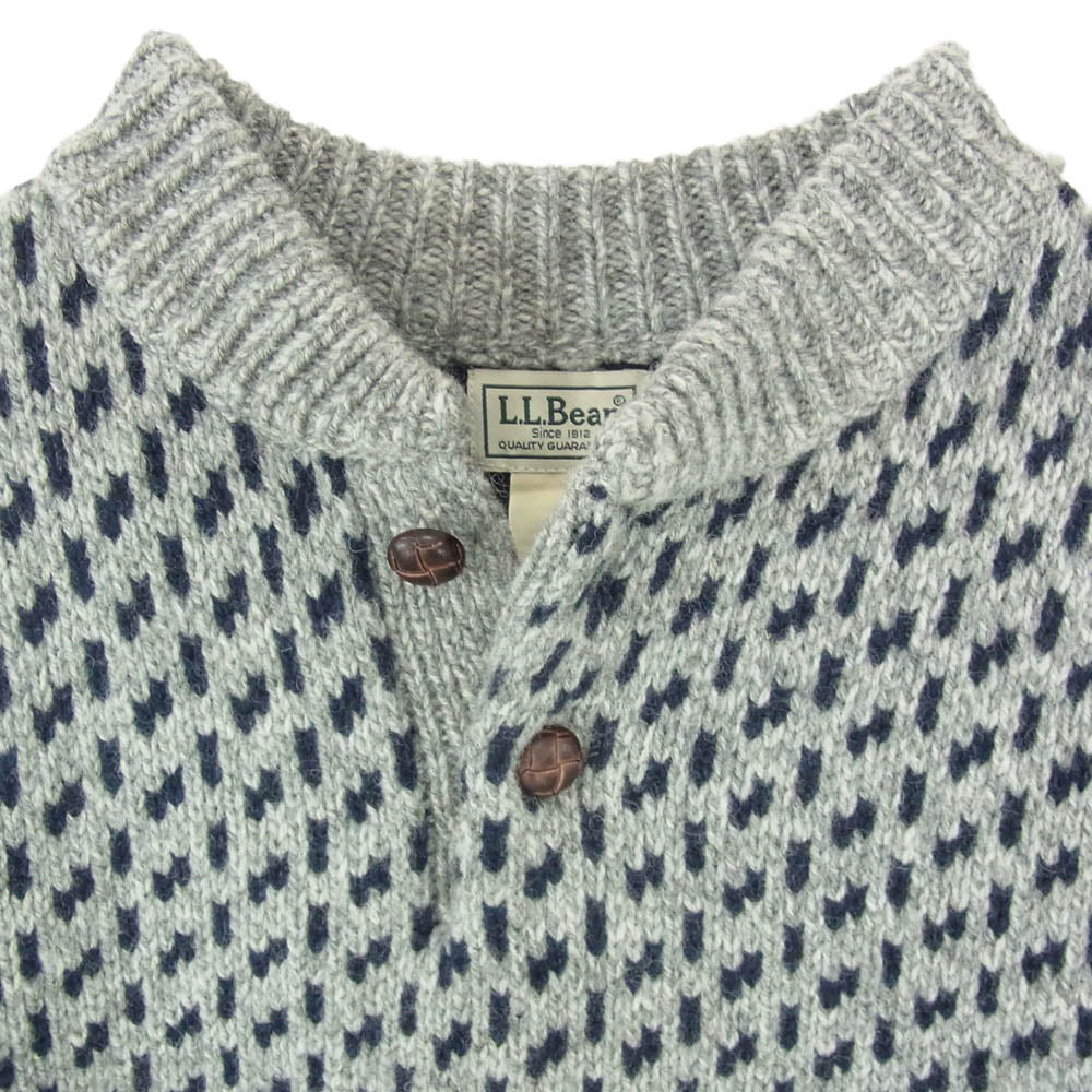 L.L.Bean エルエルビーン 509101 クラシックラグ ウール フェアアイル ヘンリー セーター グレー系 M【極上美品】【中古】