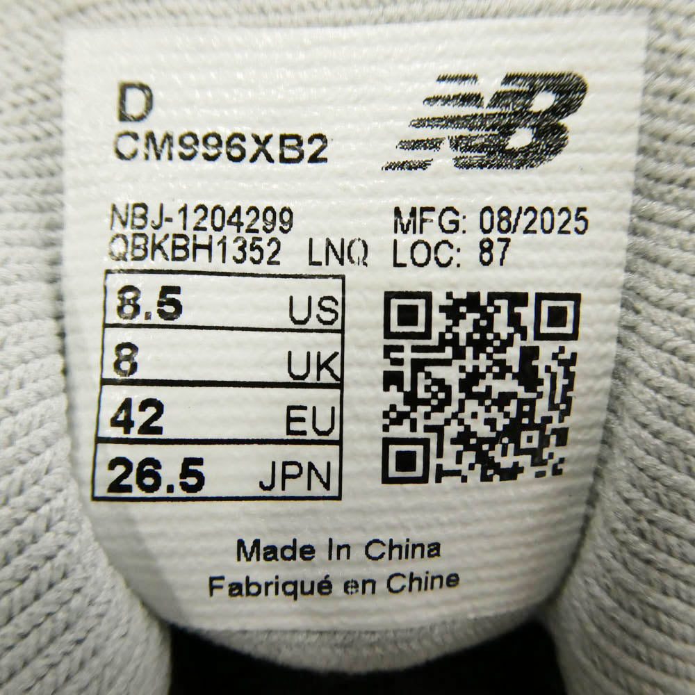 NEW BALANCE ニューバランス CM996XB2 GORE-TEX ゴアテックス スエード ローカット スニーカー ブラック系 26.5cm【極上美品】【中古】