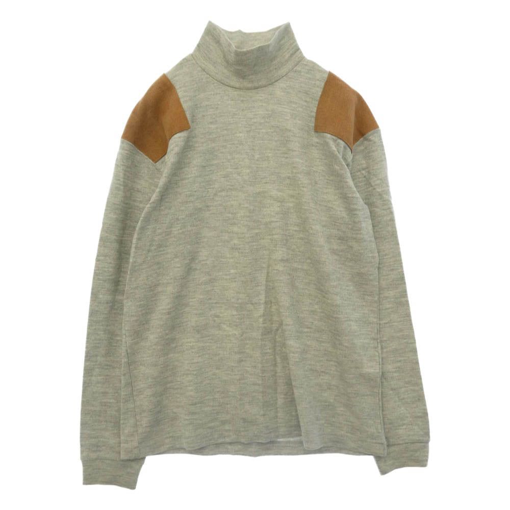 KUON クオン ショルダーキャンバスパッチ タートルネック 長袖 カットソー グレー系 L【中古】
