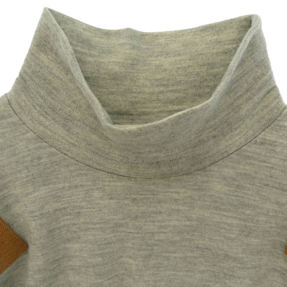 KUON クオン ショルダーキャンバスパッチ タートルネック 長袖 カットソー グレー系 L【中古】