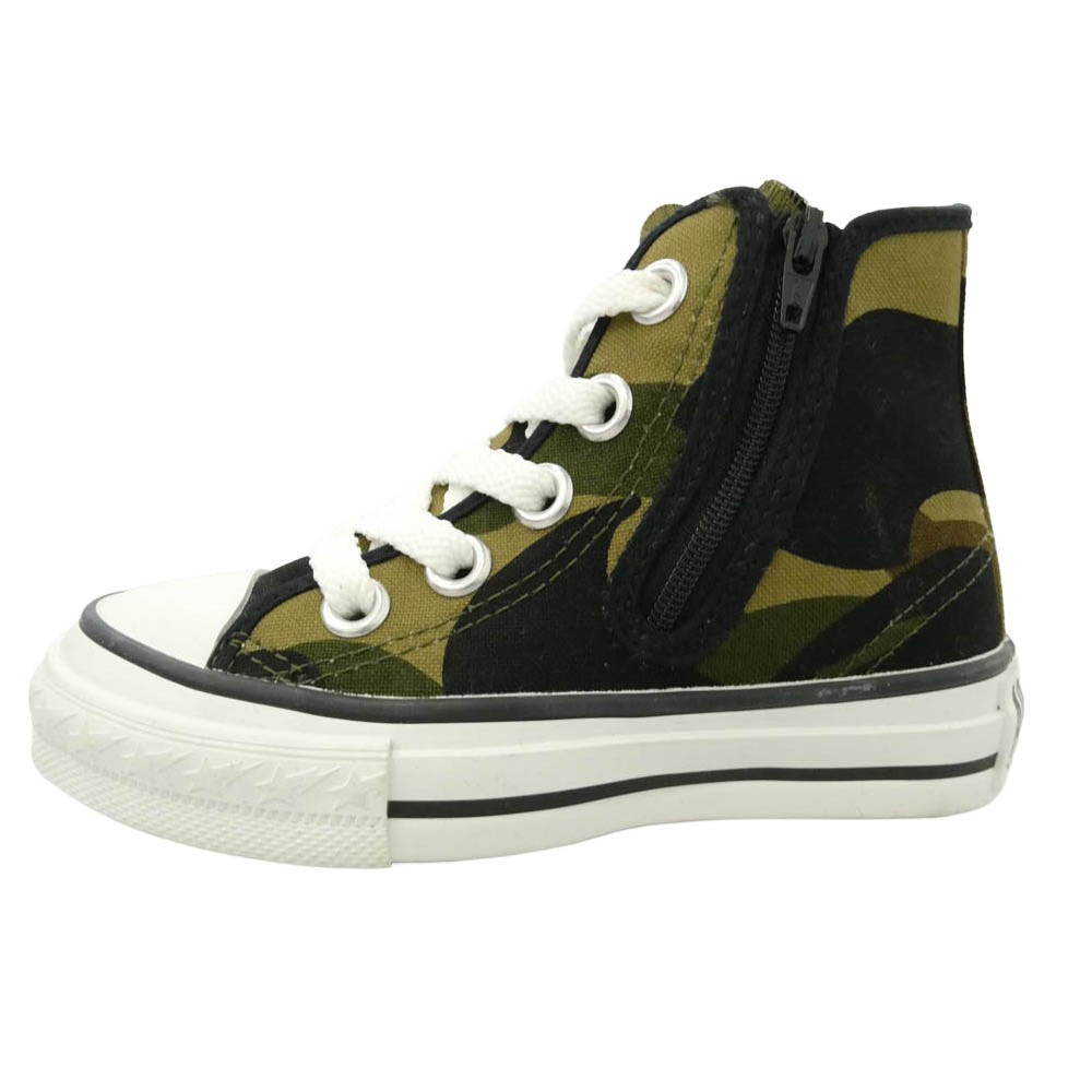 A BATHING APE アベイシングエイプ カモフラ ハイカット サイドサークルロゴ スニーカー シューズ マルチカラー系 15cm【極上美品】【中古】