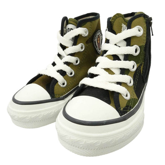 A BATHING APE アベイシングエイプ カモフラ ハイカット サイドサークルロゴ スニーカー シューズ マルチカラー系 15cm【極上美品】【中古】