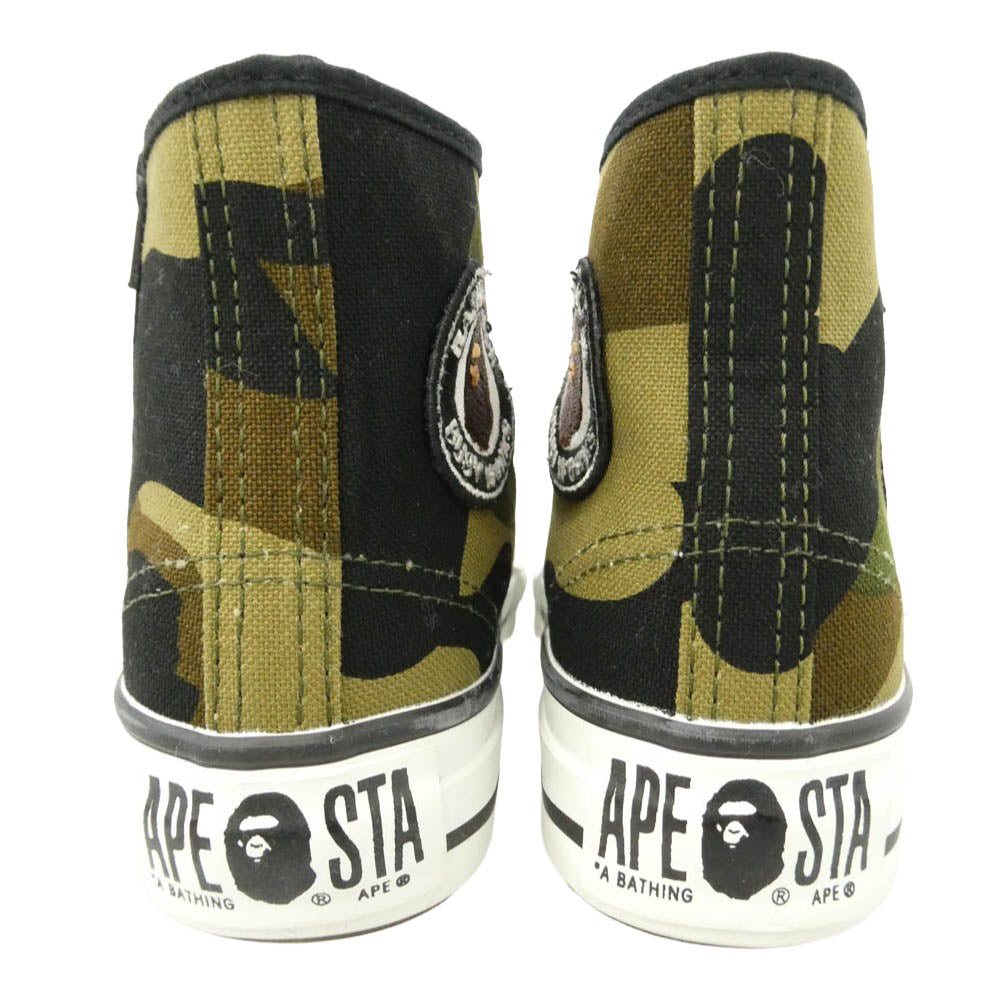 A BATHING APE アベイシングエイプ カモフラ ハイカット サイドサークルロゴ スニーカー シューズ マルチカラー系 15cm【極上美品】【中古】