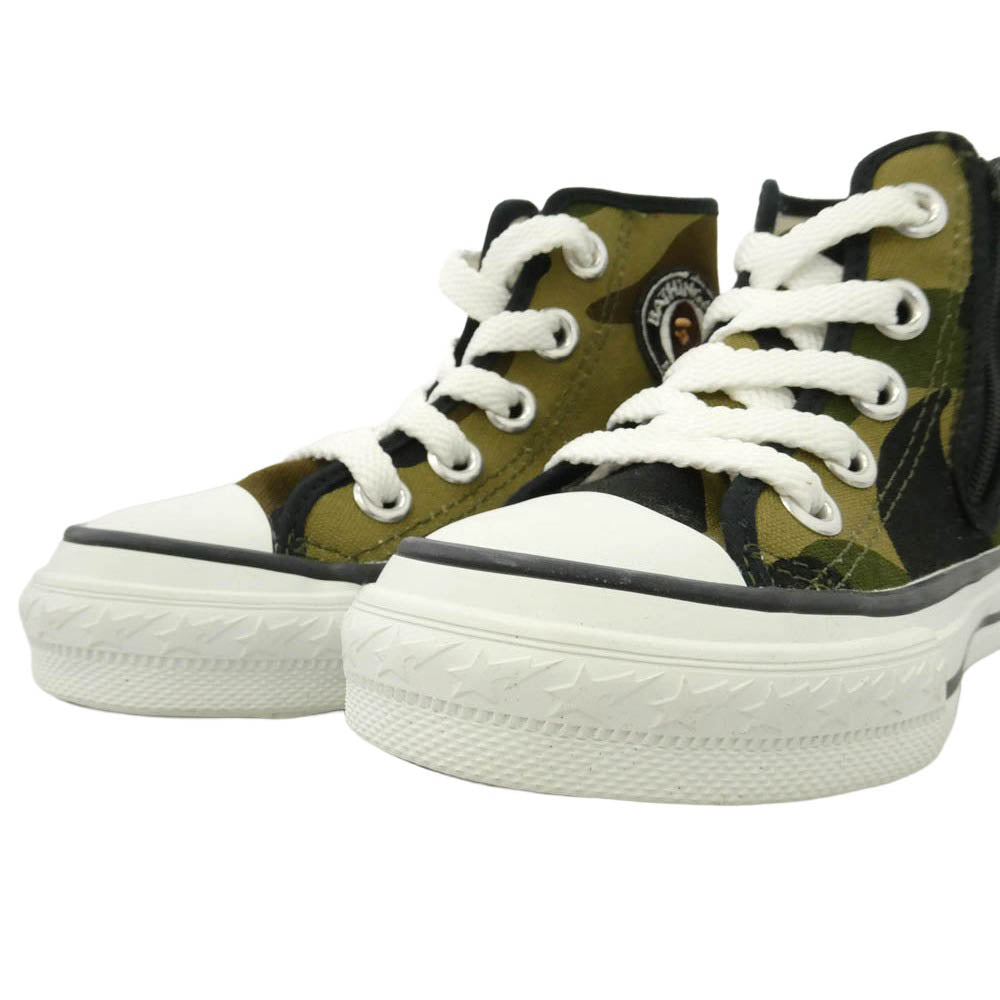 A BATHING APE アベイシングエイプ カモフラ ハイカット サイドサークルロゴ スニーカー シューズ マルチカラー系 15cm【極上美品】【中古】