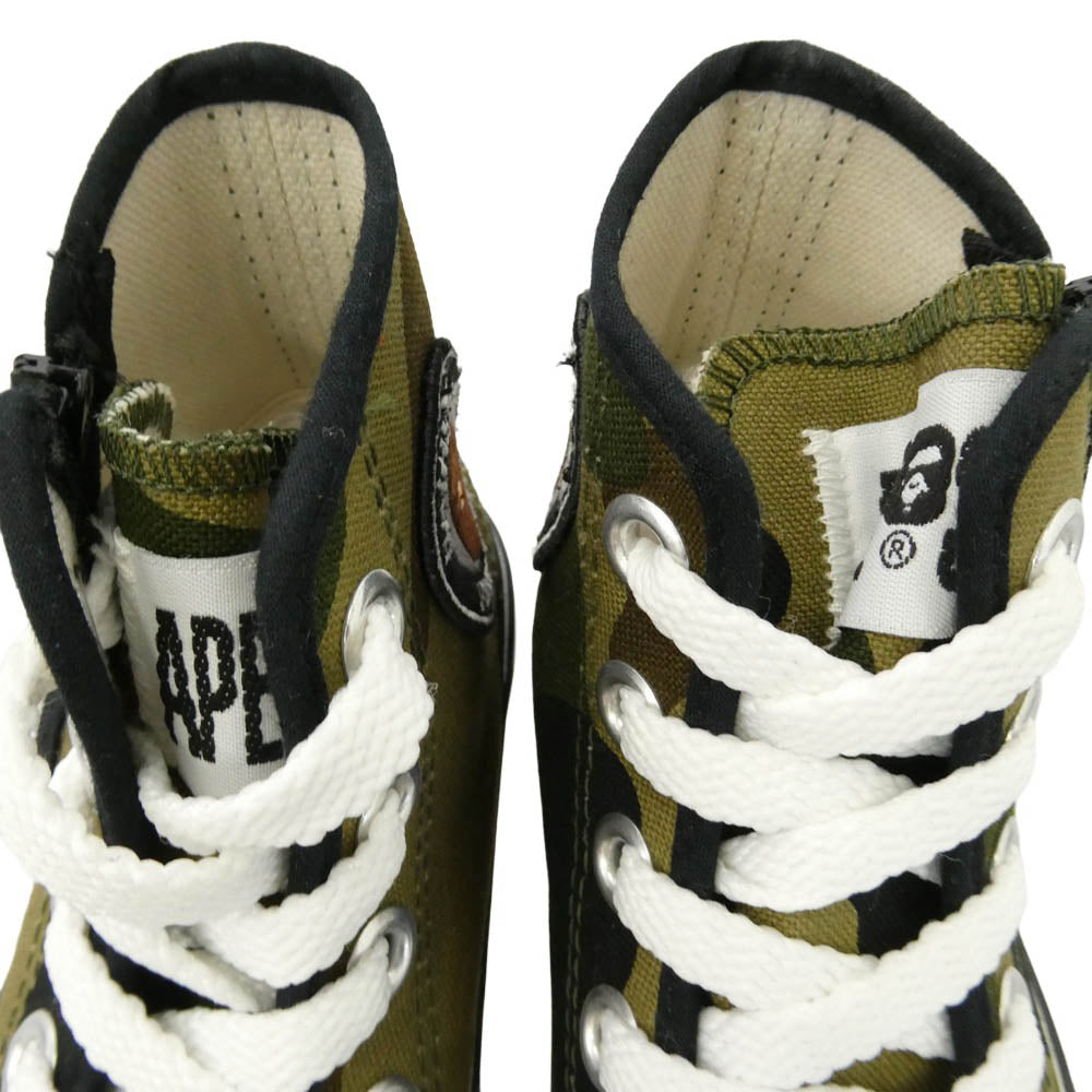 A BATHING APE アベイシングエイプ カモフラ ハイカット サイドサークルロゴ スニーカー シューズ マルチカラー系 15cm【極上美品】【中古】