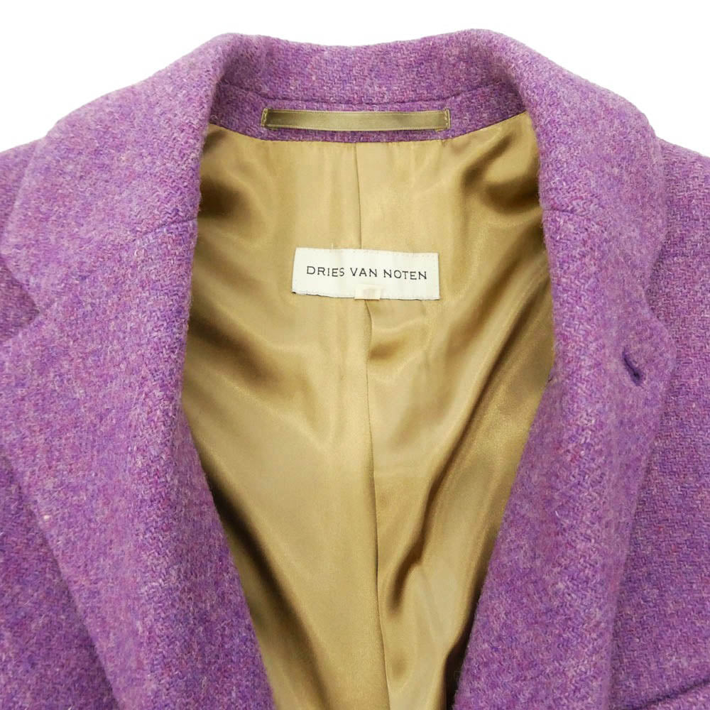 DRIES VAN NOTEN ドリスヴァンノッテン O-TK1003 ウール100％ 4B チェスターコート パープル系 48【中古】
