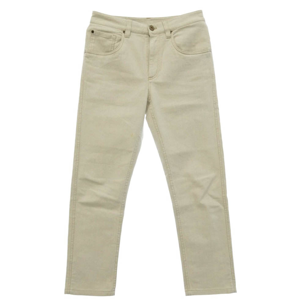 Brunello Cucinelli ブルネロクチネリ ロゴレザータグ ジップフライ 5ポケット デニムパンツ ジーンズ オフホワイト系 I 38【中古】