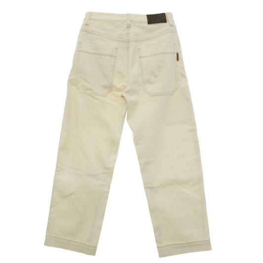 Brunello Cucinelli ブルネロクチネリ レザーパッチ ジップフライ 5ポケット カーペンタータイプ デニムパンツ ジーンズ オフホワイト系 I 38【中古】