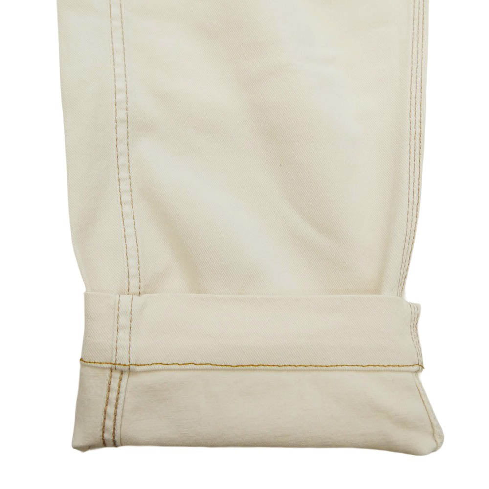 Brunello Cucinelli ブルネロクチネリ レザーパッチ ジップフライ 5ポケット カーペンタータイプ デニムパンツ ジーンズ オフホワイト系 I 38【中古】