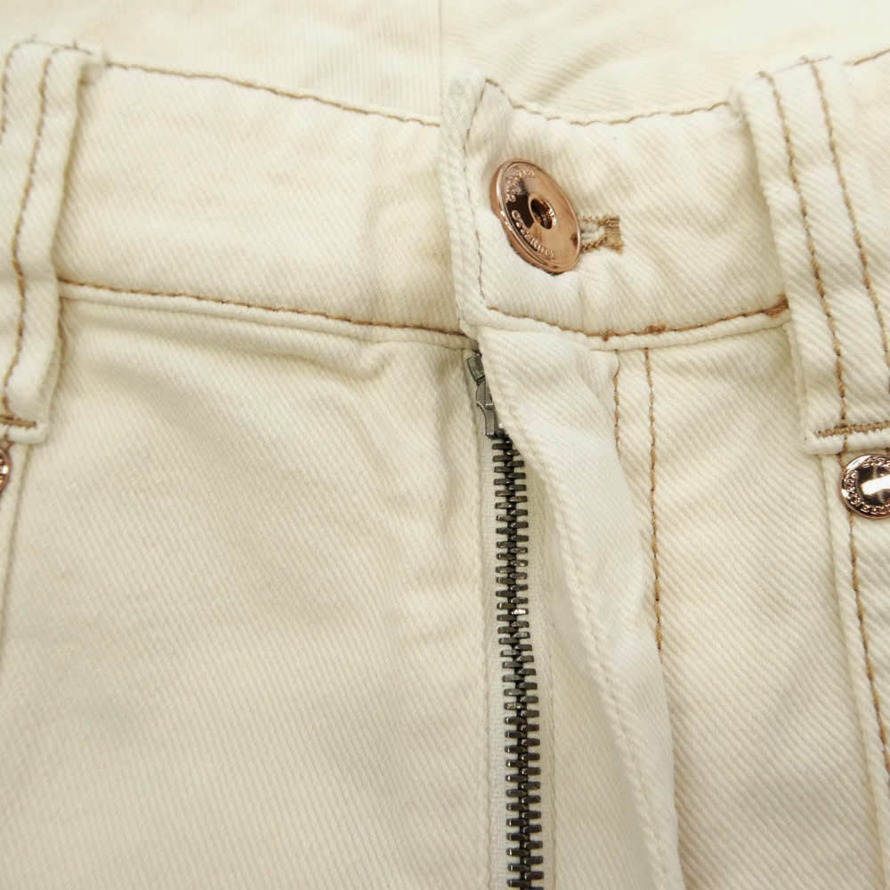 Brunello Cucinelli ブルネロクチネリ レザーパッチ ジップフライ 5ポケット カーペンタータイプ デニムパンツ ジーンズ オフホワイト系 I 38【中古】