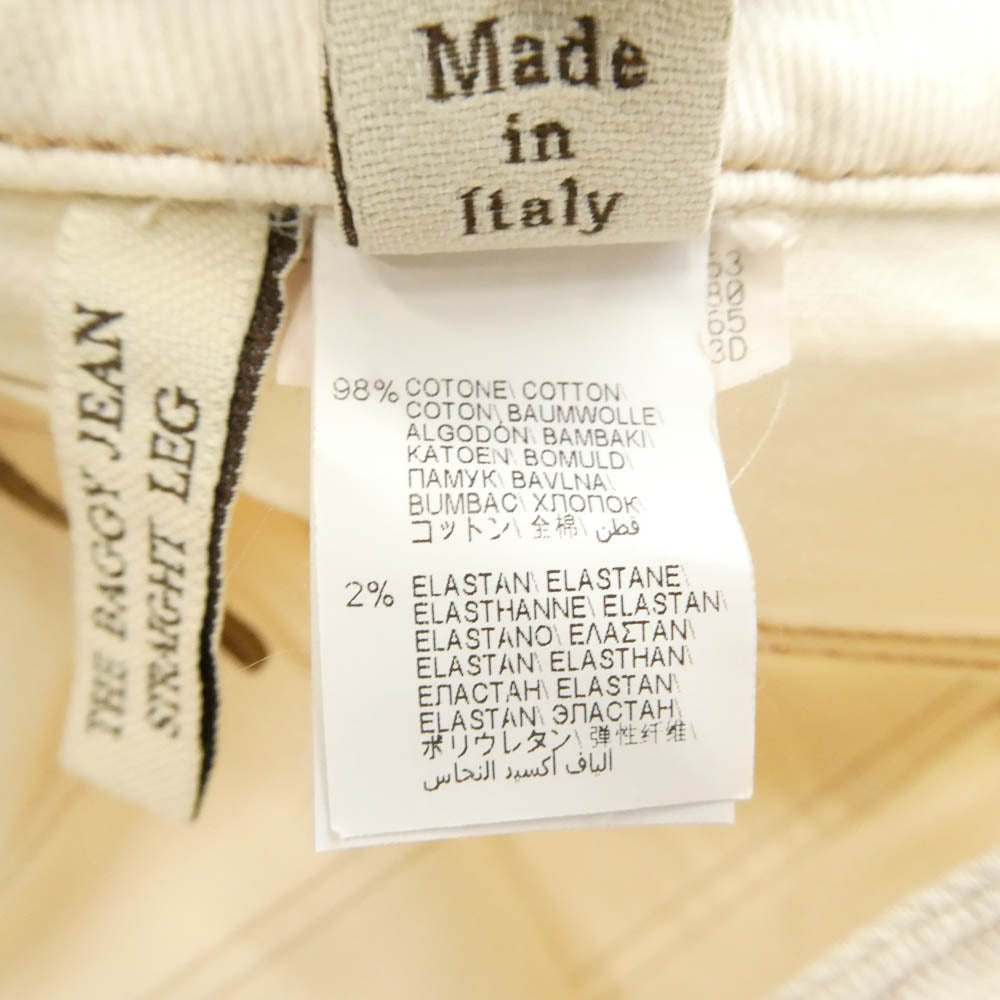 Brunello Cucinelli ブルネロクチネリ レザーパッチ ジップフライ 5ポケット カーペンタータイプ デニムパンツ ジーンズ オフホワイト系 I 38【中古】