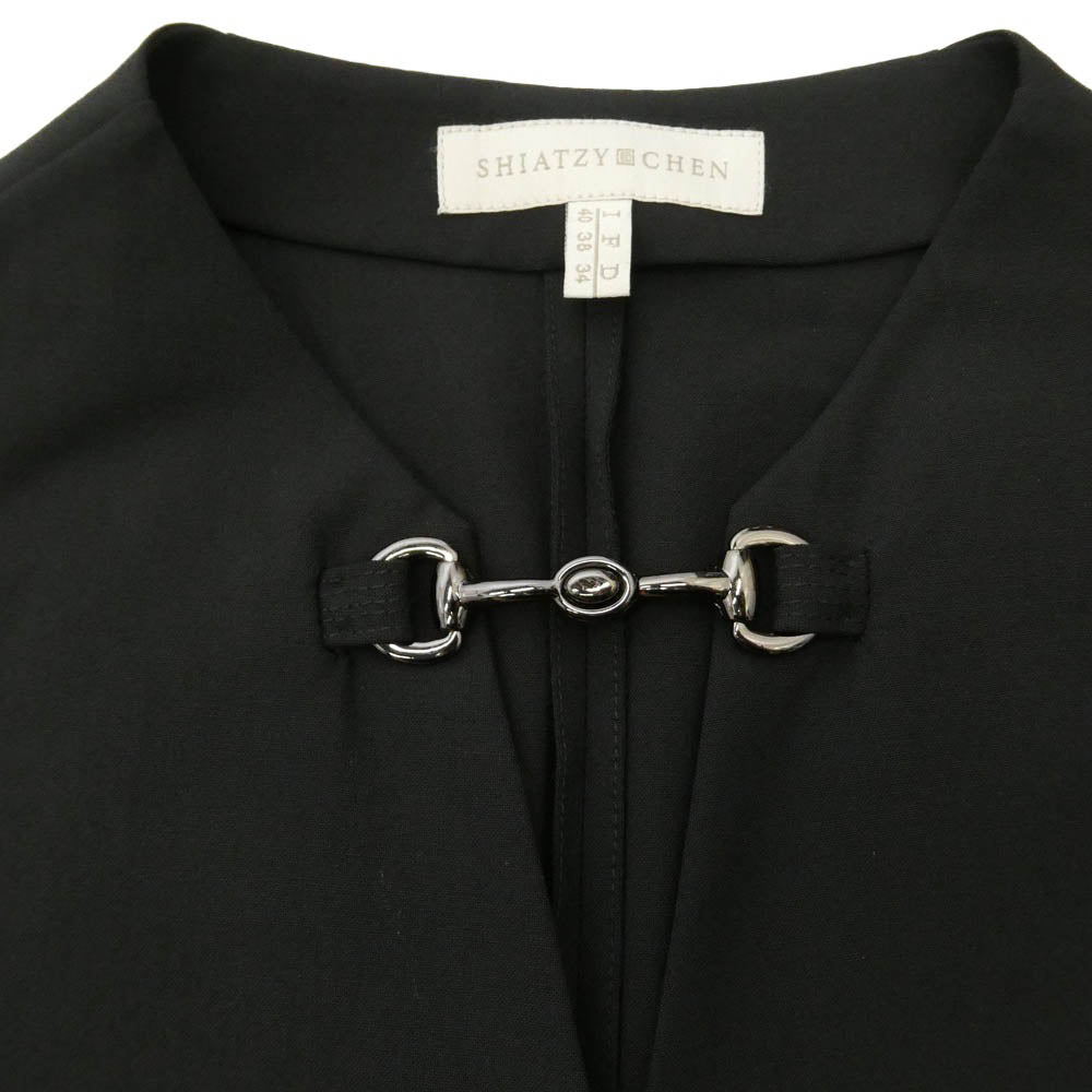シャッツィチェン ホースビット ウール ロング ベスト ジレ ブラック系 38【中古】