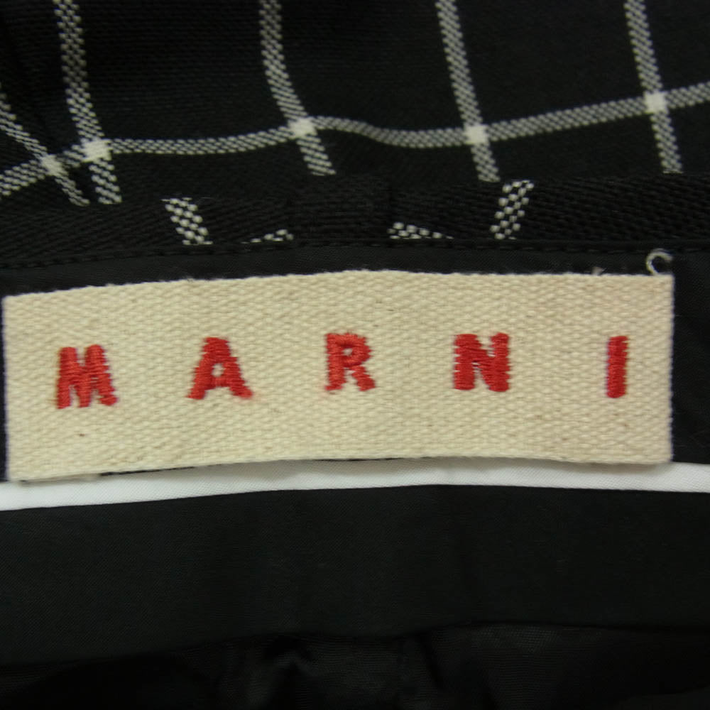 MARNI マルニ 23AW PAMA0111U0 UTWA01 Wool Check Pant チェック柄 ウール スラックスパンツ トラウザーズ ブラック系 38【中古】