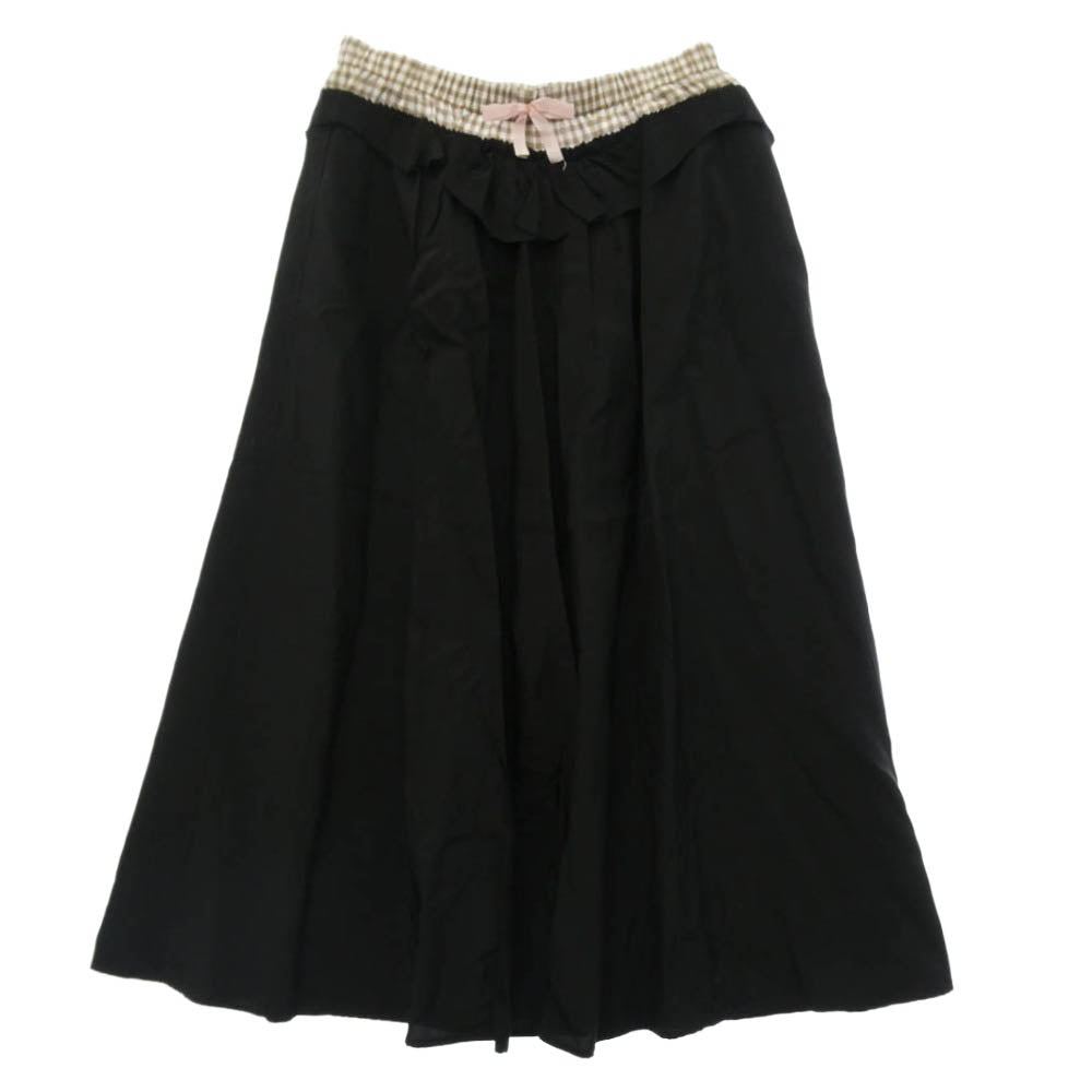 MAISON MARGIELA メゾンマルジェラ 25SS S51ME0034 四つタグ レイヤードギンガムウエストバンド ミディ丈 スカート ブラック系 36【中古】
