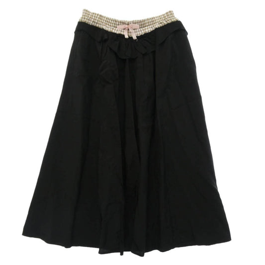 MAISON MARGIELA メゾンマルジェラ 25SS S51ME0034 四つタグ レイヤードギンガムウエストバンド ミディ丈 スカート ブラック系 36【中古】