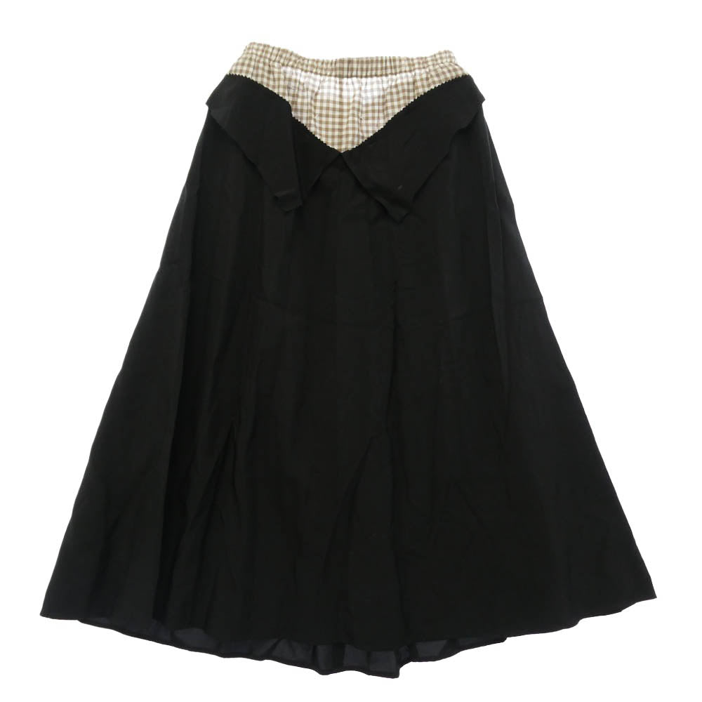 MAISON MARGIELA メゾンマルジェラ 25SS S51ME0034 四つタグ レイヤードギンガムウエストバンド ミディ丈 スカート ブラック系 36【中古】