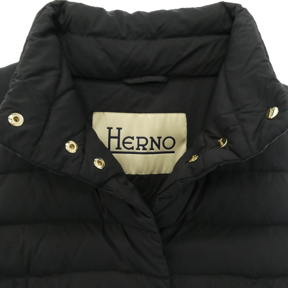 Herno ヘルノ PI0565D-19288-9300 ハイネック ロング ダウンベスト ブラック系 42【中古】