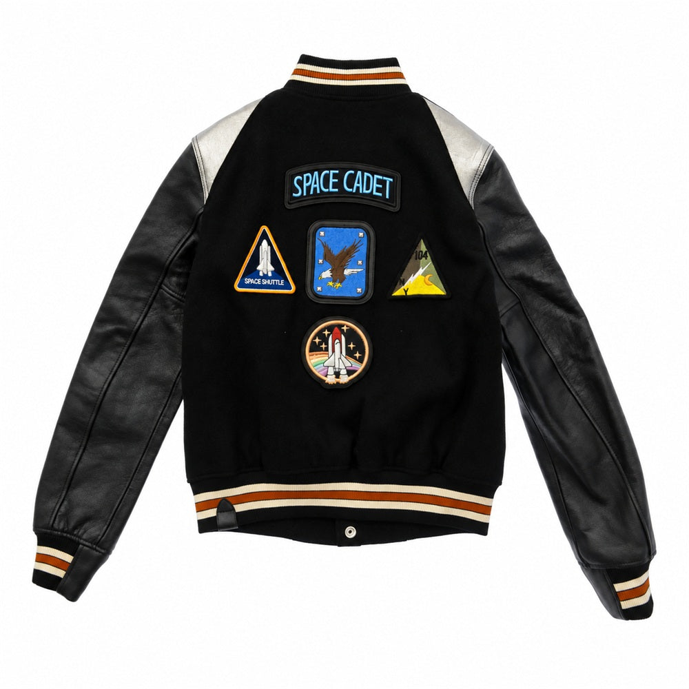 COACH コーチ Space NASA 2017年カプセルコレクション スタジアムジャンパー 袖レザー ブルゾン ブラック系【中古】