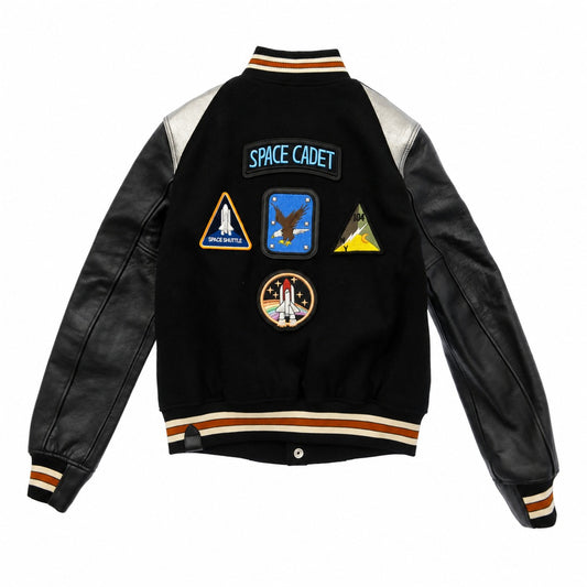 COACH コーチ Space NASA 2017年カプセルコレクション スタジアムジャンパー 袖レザー ブルゾン ブラック系【中古】