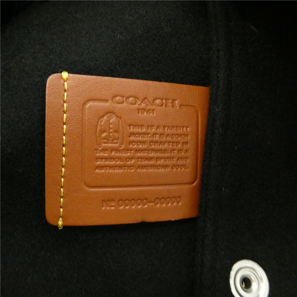 COACH コーチ Space NASA 2017年カプセルコレクション スタジアムジャンパー 袖レザー ブルゾン ブラック系【中古】