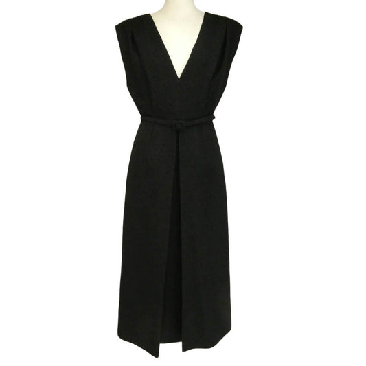 Christian Dior クリスチャンディオール 25SS 521R78A1761 イタリア製 マリア・グラツィア・キウリ期 25SSコレクション LOOK17 Mid-Length Belted Dress ベルト付き ミディドレス ヴァージンウール ワンピース ブラック系 36【中古】