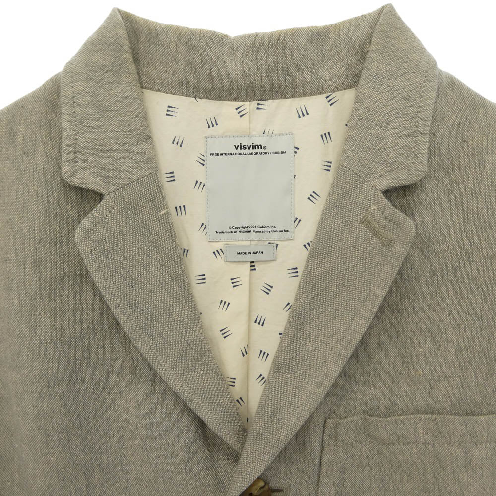 VISVIM ビズビム 14SS 0114105013017 GRANGER BLAZER リネン ブレザー 4B テーラードジャケット グレー系 2【中古】