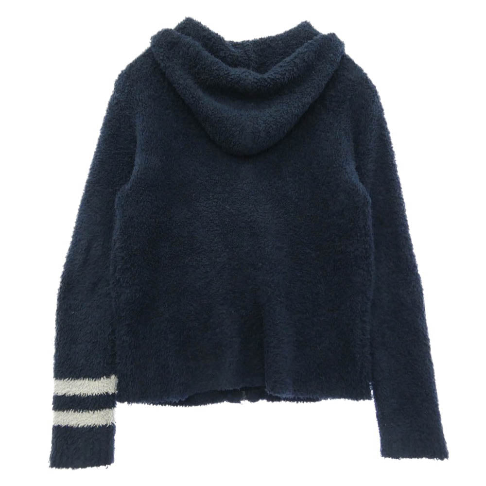 ベアフットドリームス C594 zip hoodie with stripe シャギー ボア パイル フリース ダブルジップ パーカー ネイビー系 S【中古】